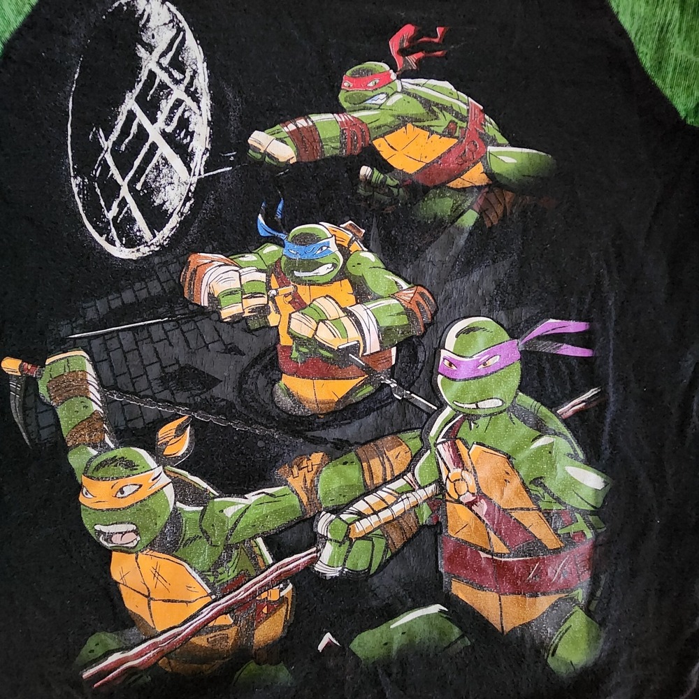 Teenage Mutant Ninja Turtles Black Green T-Shirt Boys M (10-12)